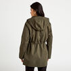 Parka &agrave; capuche taille ajustable vert kaki femme