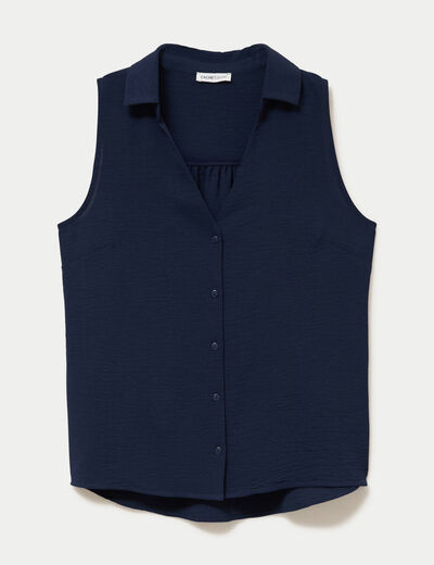 Chemise droite sans manches bleu marine femme