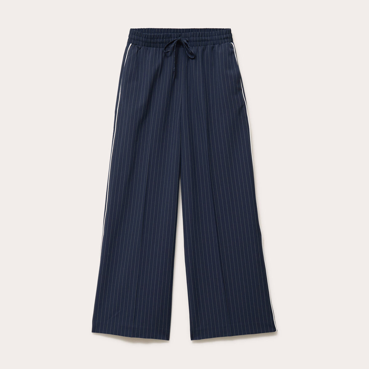Pantalon large taille &eacute;lastiqu&eacute;e bleu clair femme