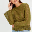 T-shirt ajour&eacute; manches pagodes vert olive femme