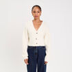 Gilet col v manches longues ecru femme