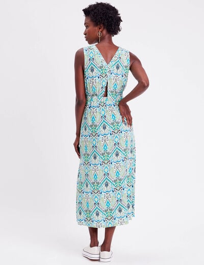 Robe longue &eacute;vas&eacute;e col en V blanc femme