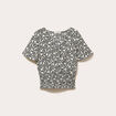 Blouse cintr&eacute;e cropped manches courtes noir femme