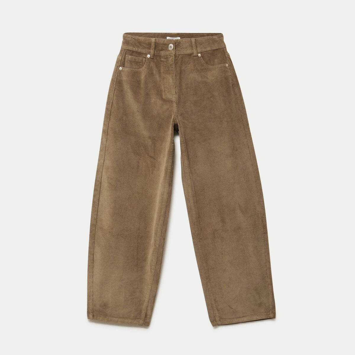 Pantalon bootcut en velours vert kaki femme