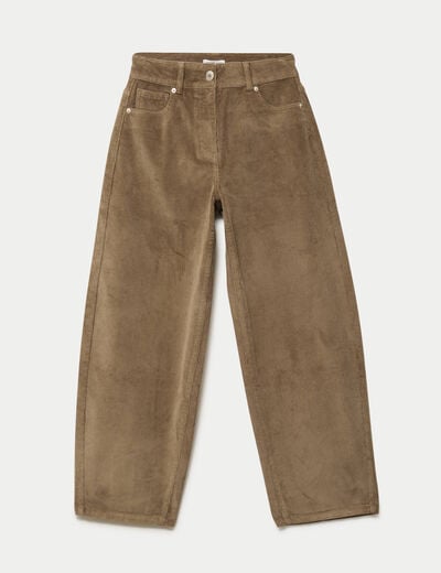 Pantalon bootcut en velours vert kaki femme