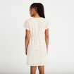 Robe courte &eacute;vas&eacute;e d&eacute;collet&eacute; brod&eacute;e ecru femme