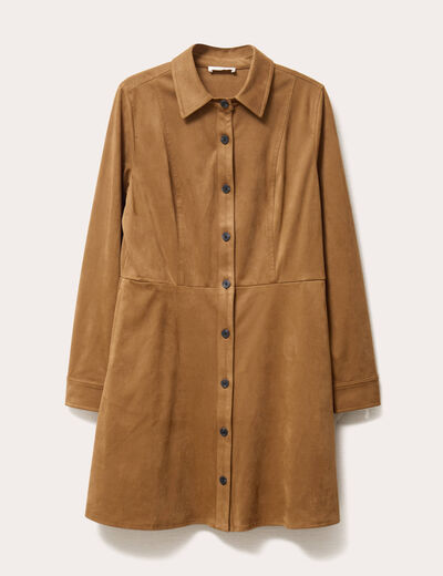 Robe &eacute;vas&eacute;e su&eacute;dine marron femme