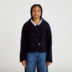 Caban court col montant bleu marine femme