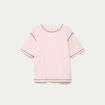 Top col rond manches courtes rose clair femme