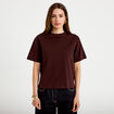 T-shirt col rond manches courtes marron fonc&eacute; femme