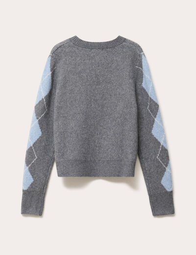 Cardigan col rond manches longues gris fonc&eacute; femme