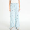 Pantalon large brod&eacute; Bridgerton bleu clair femme