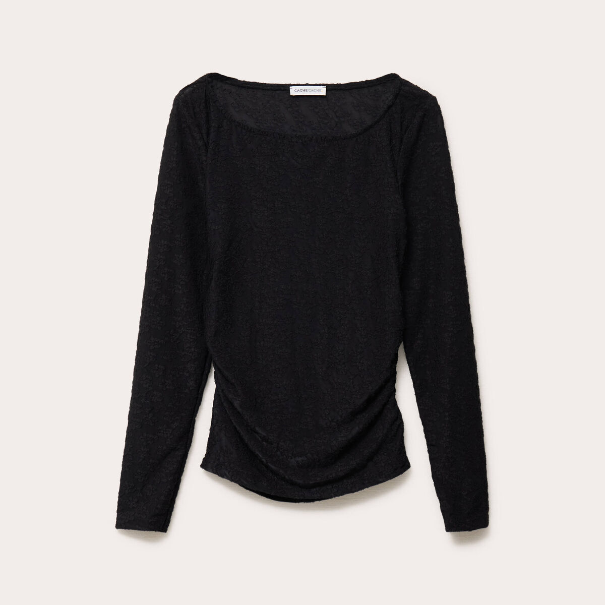T-shirt motif en relief noir femme
