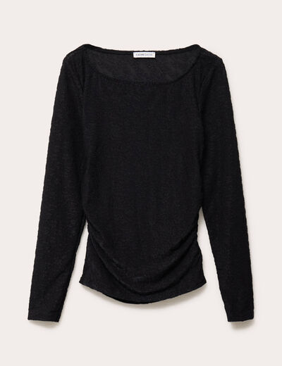 T-shirt motif en relief noir femme