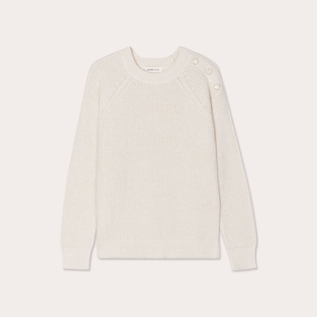 Pull manches longues ecru femme