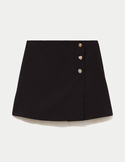 Jupe-short &eacute;vas&eacute;e taille haute noir femme