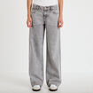 Jean wide leg taille basse strass denim gris femme