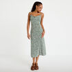 Robe longue ajust&eacute;e vert femme