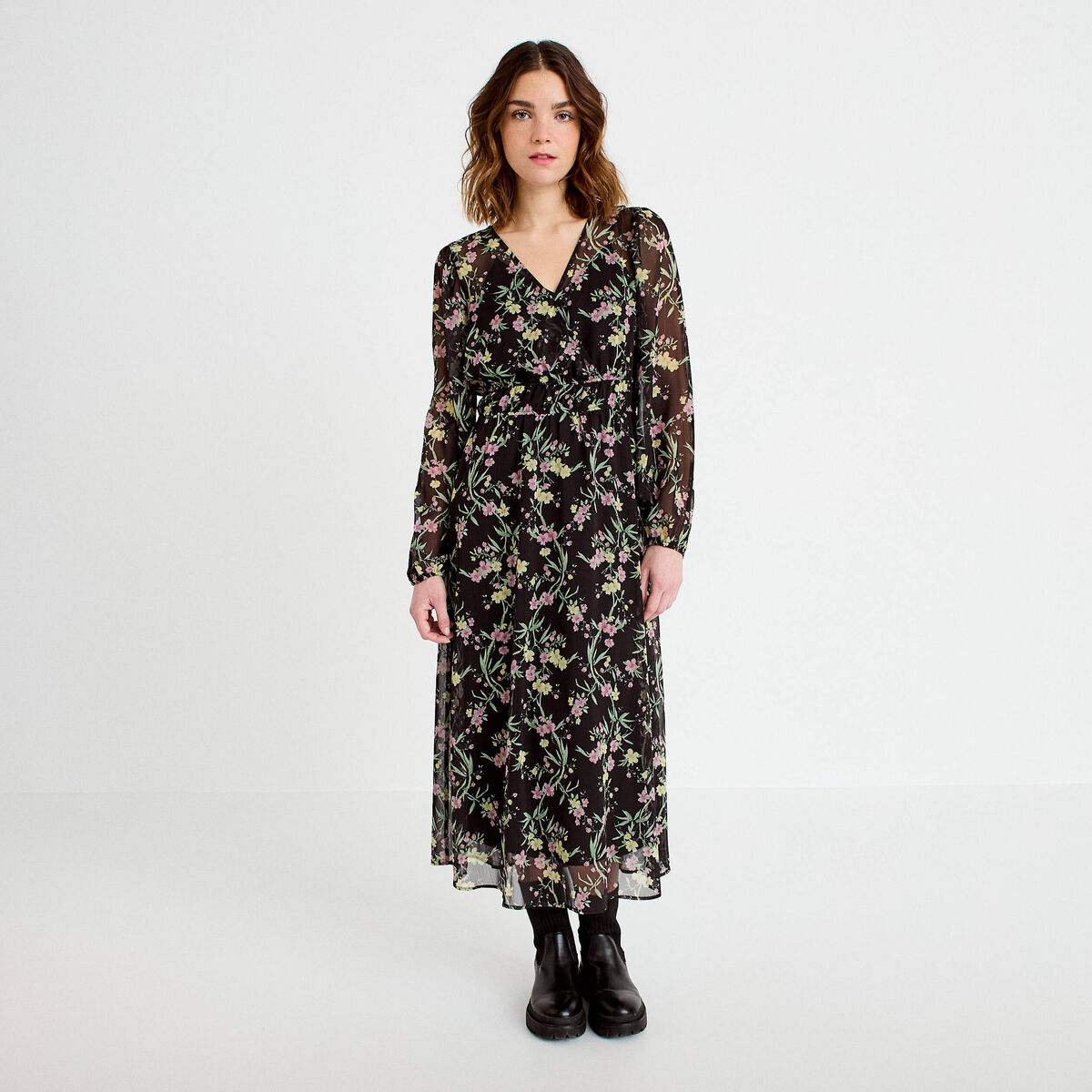 Robe &eacute;vas&eacute;e noir femme