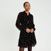 Robe brod&eacute;e &eacute;vas&eacute;e manches longues noir femme
