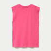 T-shirt col rond sans manches rose fushia femme