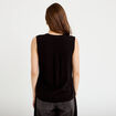 Blouse sans manches col tunisien pliss&eacute; noir femme