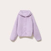 Veste effet polaire &agrave; capuche parme femme