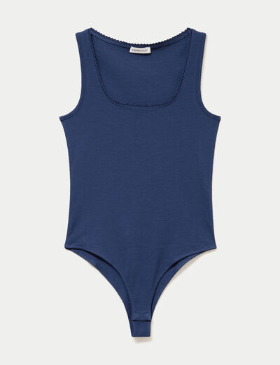 Body c&ocirc;tel&eacute; ajust&eacute; sans manches bleu fonc&eacute; femme