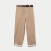 Pantalon chino 7/8&egrave;me taille &eacute;lastiqu&eacute;e taupe femme