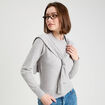 Pull effet 2-en-1 gris fonc&eacute; femme