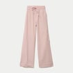 Pantalon large taille haute beige femme