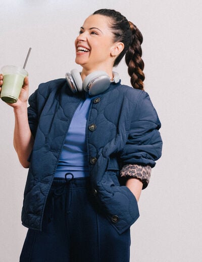 Veste ample manches longues bleu marine femme