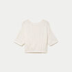 Pull ajour&eacute; aspect dentelle col rond ecru femme