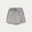 Jupe-short droite en jean denim gris femme