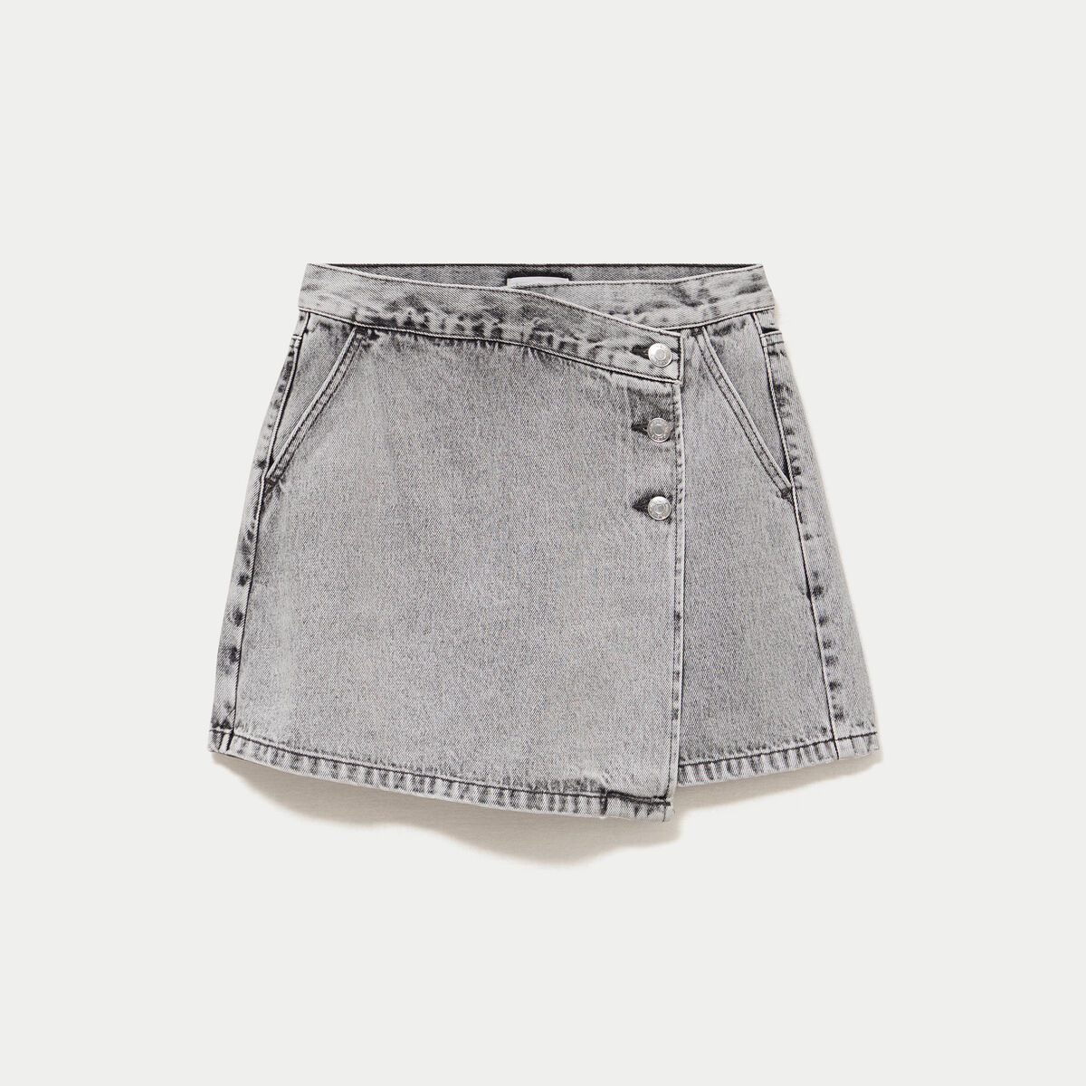 Jupe-short droite en jean denim gris femme