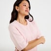 Gilet duveteux manches 3/4 rose clair femme