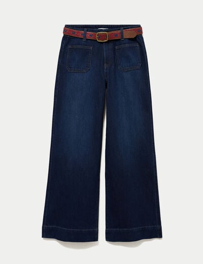 Jean bootcut ceinture amovible denim brut femme
