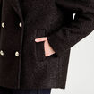 Manteau bouclette boutonn&eacute; noir femme