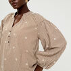 Blouse vichy brod&eacute;e blanc femme