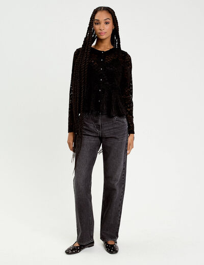 Jeans droit 5 poches denim snow noir femme