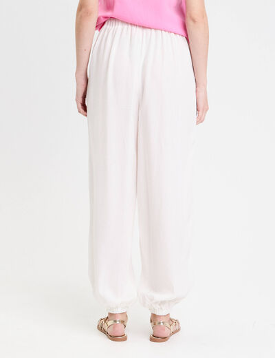 Pantalon bouffant taille standard ecru femme