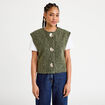Gilet sans manches effet polaire vert kaki femme