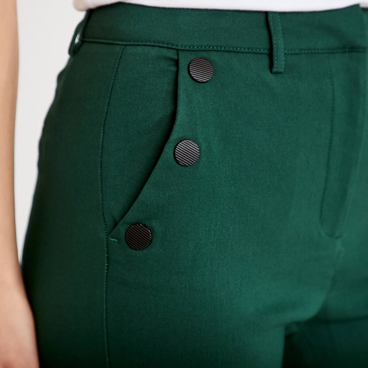 Pantalon bootcut &agrave; pont vert fonc&eacute; femme