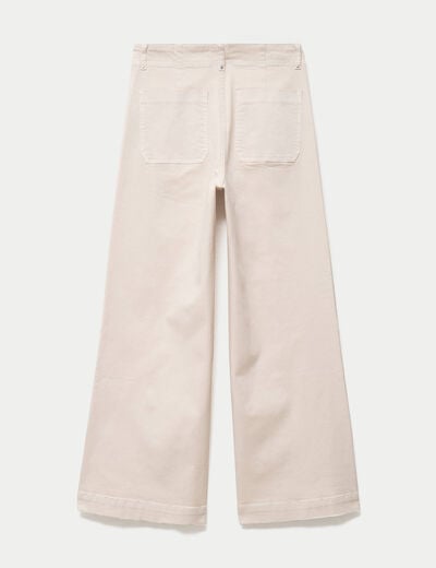 Pantalon bootcut taille basse en jean ecru femme