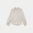 Blouse ajour&eacute;e manches longues blanc femme