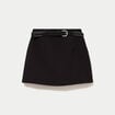 Jupe-short droite avec ceinture amovible noir femme