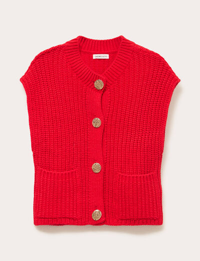 Pull Sans Manches Femme Minetom - Gilet Tricoté Boutonné - Automne/Hiver - Coloris Uni