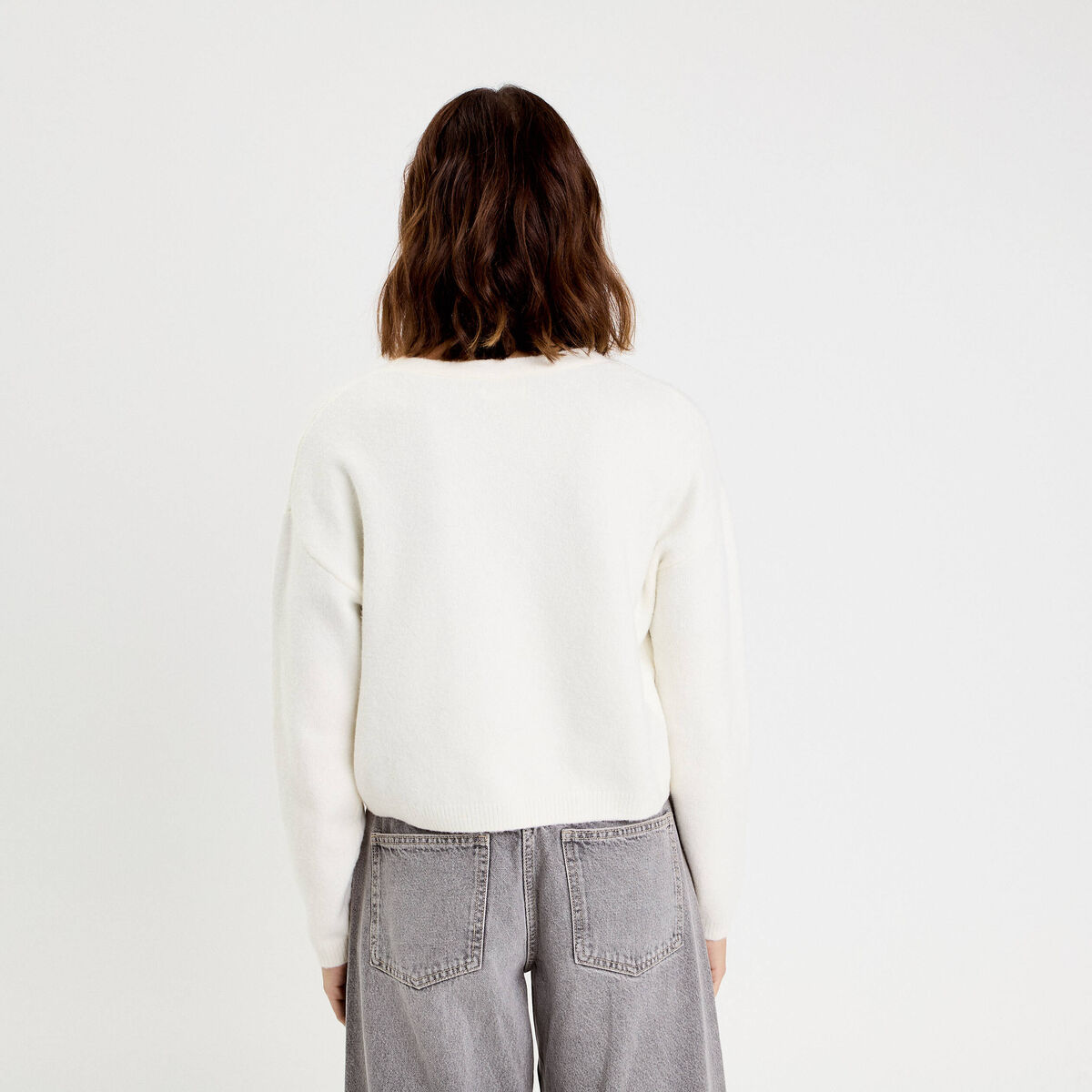 Gilet nou&eacute; ecru femme