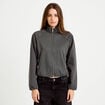 Veste effet boule col montant tweed noir femme