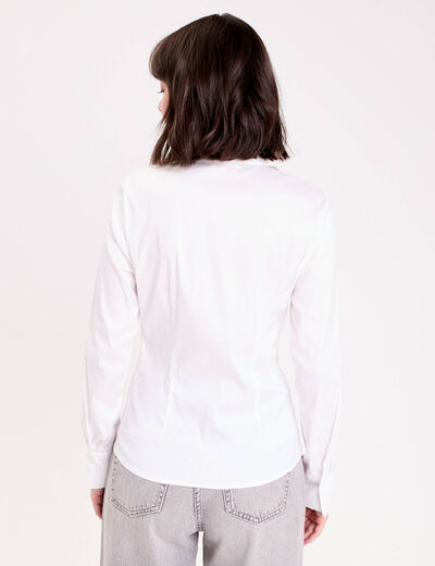 Chemise cintr&eacute;e mi-longue blanc femme